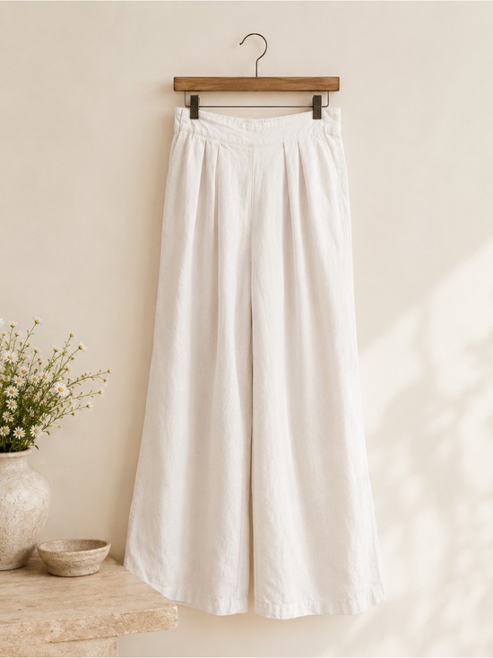 Abercrombie & Fitch Pants - Abercrombie & Fitch White Linen Blend Wide Leg Pants Size Small